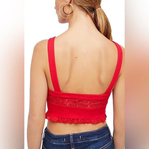 Free People Here I Go Lace Brami Red XS - Picture 2 of 7